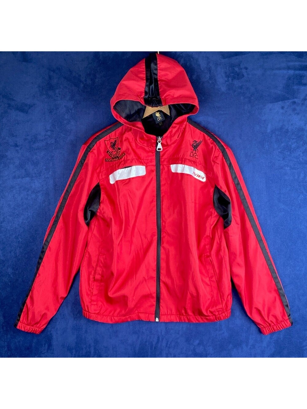 Liverpool FC Football Red Embroidered Full Zip Track Jacket Hood Sz (11-12)yrs